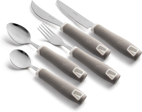 Special Supplies 5-Piece Adaptive Utensils Set, Non-Weighted, Non-Slip Handles for Hand Tremors, Arthritis, Parkinson’s