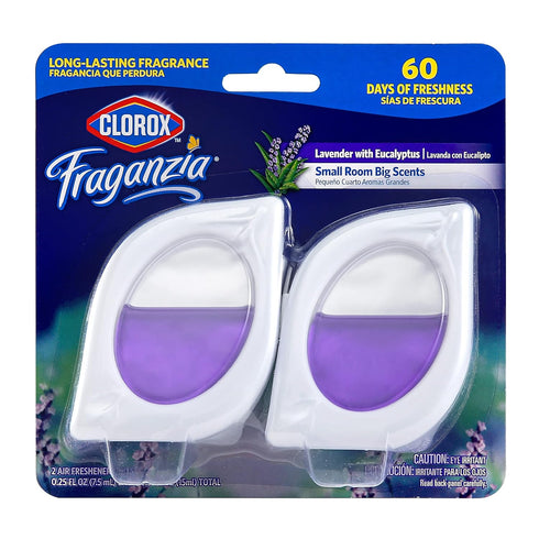 Clorox Fraganzia Small Room Air Freshener, Lavender with Eucalyptus, 2 Units, Peel & Place