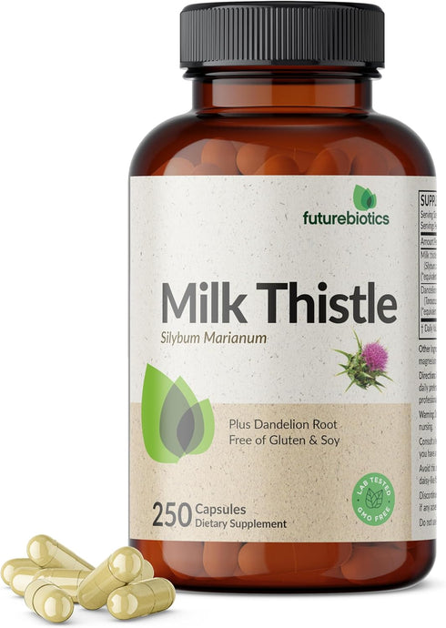 Futurebiotics Milk Thistle Silymarin & Dandelion Root: Liver Health Support, Antioxidant Support, Detox, 250 Capsules