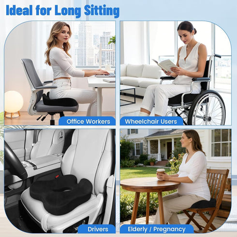 DailyCuddles Tailbone Wheelchair Seat Cushion, Premium Memory Foam Office Chair Cushion, Supportive Donut Pillow