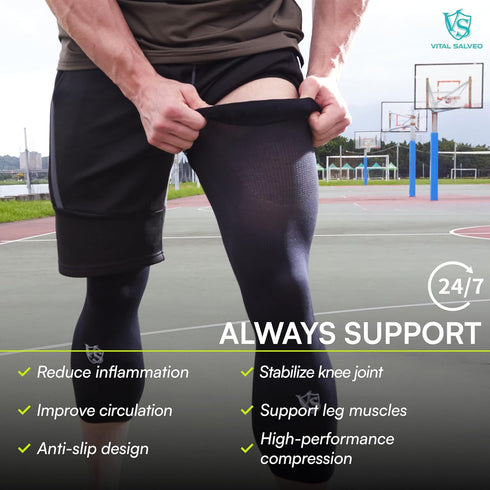Vital Salveo-Sports Outdoor Compression Long Knee Sleeve Leg Support, X-Large
