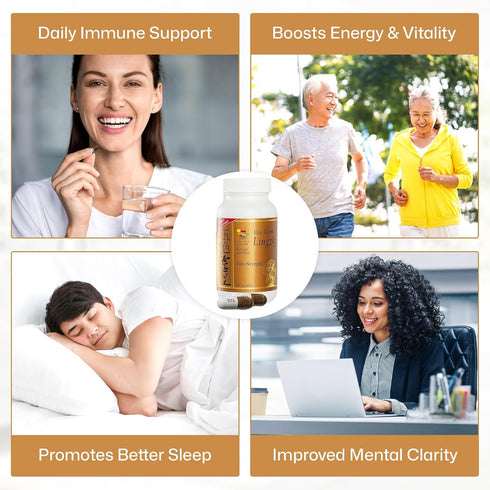 Immune 10 Vita Green Lingzhi Mushroom Supplement () Pure Reishi with Natural Antioxidants for Wellness, Energy