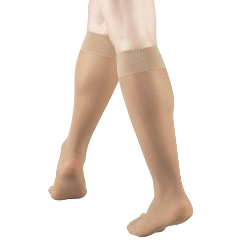 Truform Sheer Compression Stockings, Women's Knee High Length, 8-15 mmHg, 20 Denier, Beige, Large