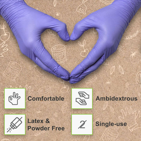 FifthPulse Biodegradable Disposable Nitrile Gloves, 150 Count Green Food Safe Cooking Gloves, Powder and Latex Free