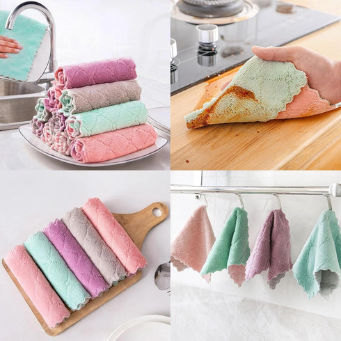 Tihzheoy 10.6" 6.3" 20 Pack Reusable Microfiber Kitchen Cleaning Cloths Super Absorbent, Quick-Drying Dish Towels