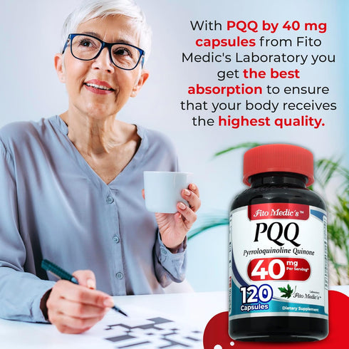FITO MEDIC'S Lab pqq 120 Capsules, 40 mg, Ultra High Absorption Pyrroloquinoline Quinone Supplement