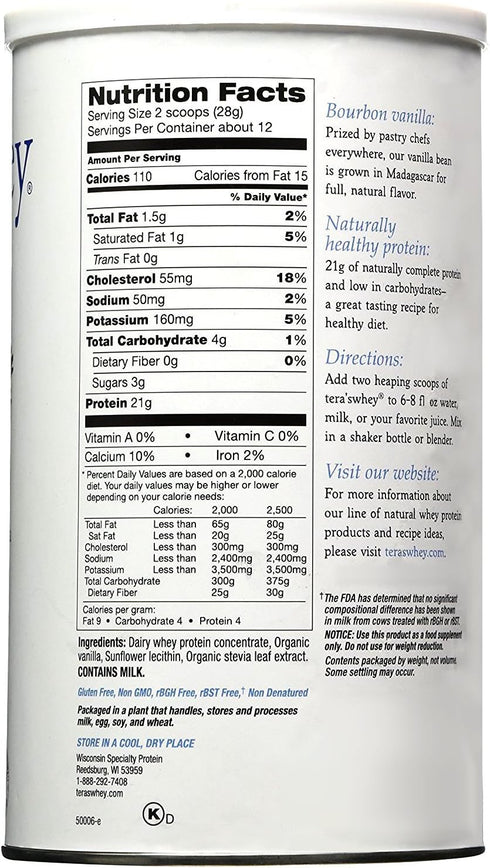 teraswhey Simple Pure Whey Protein, Bourbon Vanilla, 12 oz