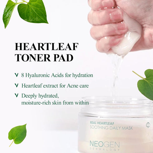 NEOGEN DERMALOGY Real Heartleaf Soothing Daily Pad, Heartleaf Toner Pad, 40 Pads
