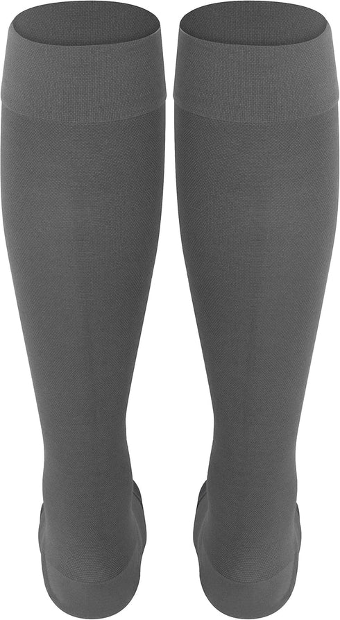 Truform Compression Stockings for Men and Women, 20-30 mmHg, Knee High Length, Open Toe, Gray, Large