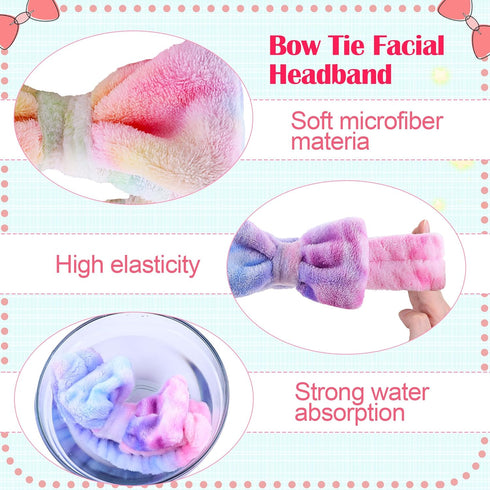 WSYUB Spa Headband and Wristband Set, 6pcs Gorgeous Tie Dye Color Cosmetic Headband for Washing Face
