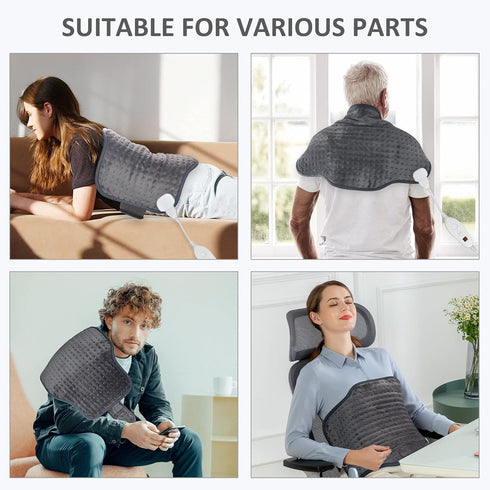 Snailax Heating Pad for Back Pain Relief, 16”x24” Electric Heat Pad with Adjustable Strap