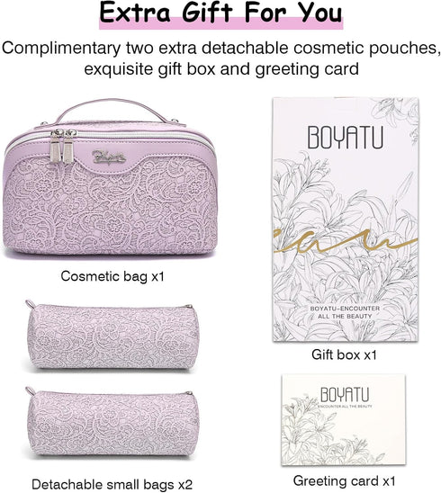Travel Makeup Bag for Women, 3 Set Large Capacity Cosmetic Bags with Divider - Toiletry Bag 01-Z-Violet