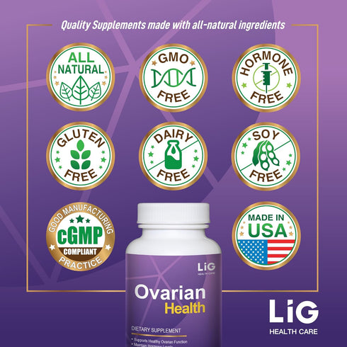 LIG Ovarian Health Natural Supplement (60 Tablets) - Balance Hormone Levels, Maintain Ovarian Health, Shrink Ovarian