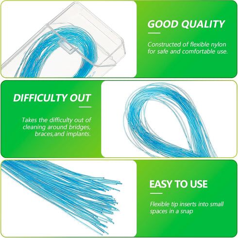 Floss Threaders, Orthodontic Ultraclean Access Tool for Braces, Bridges, and Implants, 250 Count for Oral Health