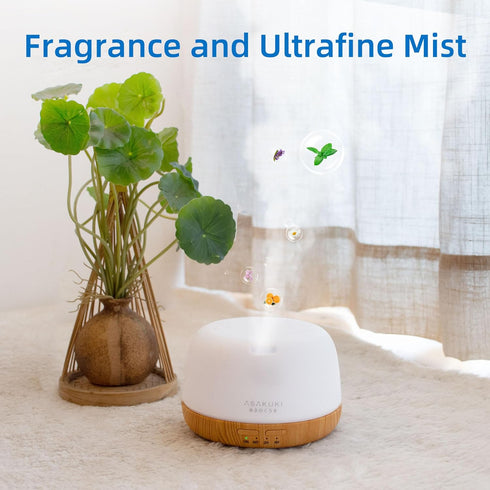 ASAKUKI Essential Oil Diffuser, Ultrasonic Aromatherapy Humidifier with 7 Colors Lights, 2 Mist Modes for Home