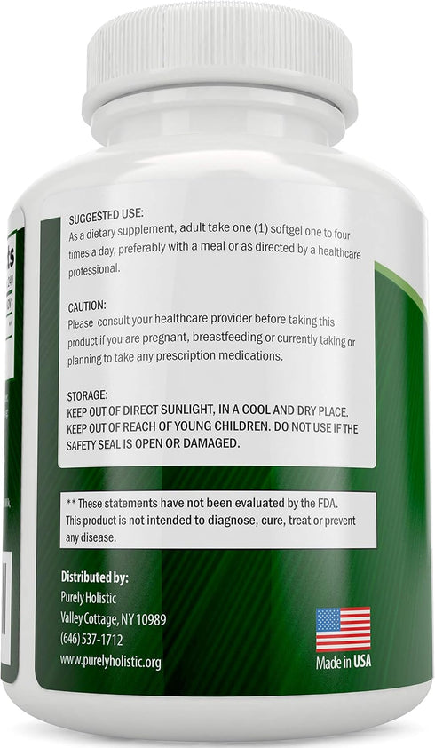 Purely Holistic CoQ10 100mg - 240 SoftGels, 8 Month Supply, Ubiquinone Supplement with Organic Olive Oil