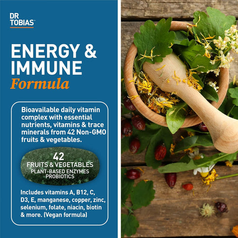 Immune 42 (90 30 Dr. Tobias Adult Multivitamin for Women & Men - Supporting Vitamins from Fruits, Vegetables, Plus