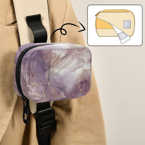 Ollabaky 7 Purple Rose Marble Pill Case, Weekly Portable Pill Bag Container Days Cute Pill Box Organizer Vitamin