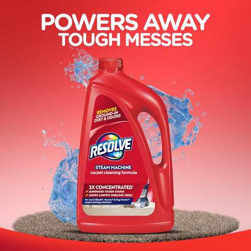 Resolve Steam Carpet Cleaner Solution Shampoo, 60 fl oz, 2X Concentrate, Safe for Bissell, Hoover & Rug Doctor, Carpet Cleaner, Carpet Cleaner Solution