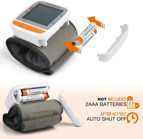 LotFancy Wrist Blood Pressure Monitor, Adjustable Cuff (4.9”-8.1”), 2 Users, Digital BP Monitor