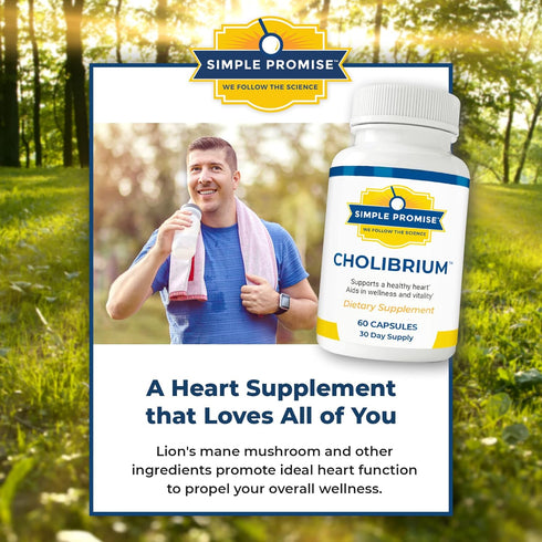 Simple Promise Cholibrium - Mushroom Supplement with Lion's Mane for Heart and Cholesterol Support, 60 Capsules