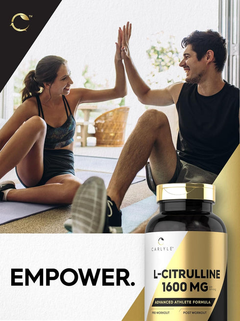 Carlyle L Citrulline Capsules 1600mg, 200 Count, Advanced Athlete Formula, Non-GMO