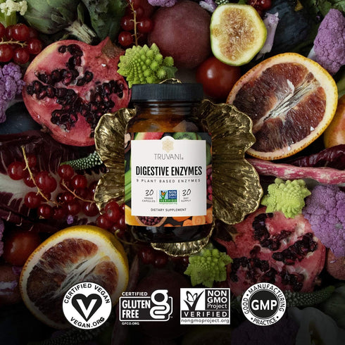 Digestive Enzymes by Truvani | 9 Enzyme Blend for Digestive Support, Non-GMO Capsules, 30 Day Supply