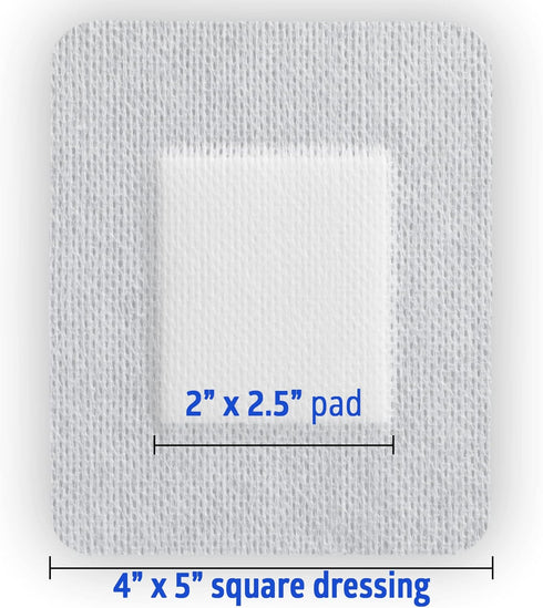 Medline Sterile Bordered Gauze Adhesive Island Wound Dressing, 4" x 5", Count of 15