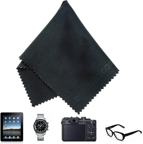 Eco-Fused Blue/Black Microfiber Cloth - 6x7 Inch, 12 Pack for Glasses & Lens Cleaning