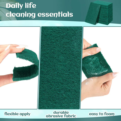Hoolerry 100 Pcs Heavy Duty Scouring Pads, Non Scratch Household Scrub Pads for Kitchen Cleaning