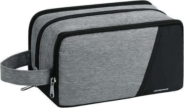 Vorspack Travel Toiletry Bag - Large Water Resistant Skincare Bag, Dopp Kit for Bathroom Toiletries Accessories, Grey