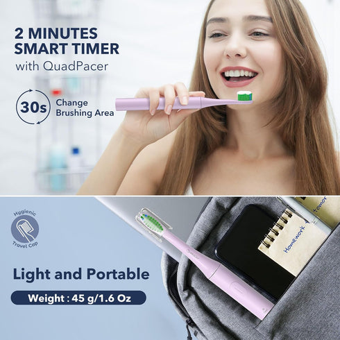 ARISSON Sonic Electric Toothbrush for Adults and Kids, 40,000 VPM, Cotton Candy - 1.5H Fast Charge