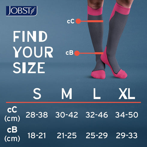JOBST Sport Knee High Compression Socks - 15-20 mmHg, Pink/Grey, Small Size