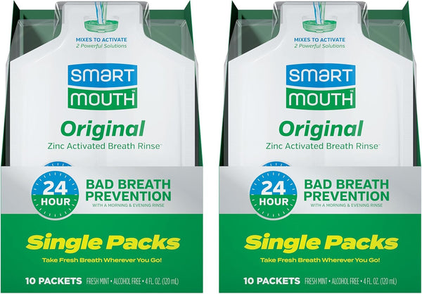 SmartMouth Original Activated Mouthwash - Adult Oral Rinse for Fresh Breath, 24-Hour Bad Breath Relief, Fresh Mint