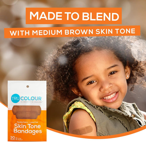 Skin Tone Bandages, Brown-Dark Brown, Single Bag (30-Count; Orange Bag)