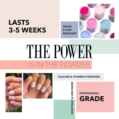 Revel Nail Dip Powder - White Chip Resistant Dip Nail Powder with Vitamin E and Calcium for DIY