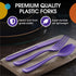 Disposable Purple Plastic Forks, 50 Pcs - Heavy Duty Purple Plastic Cutlery