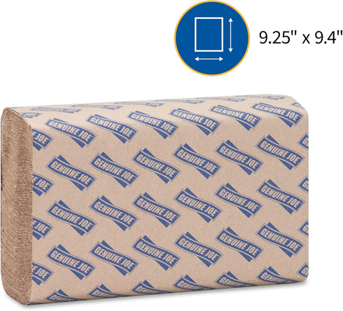 Genuine Joe Multifold Natural Towels - 9.25" x 9.40", Pack of 4000, Packaging may vary