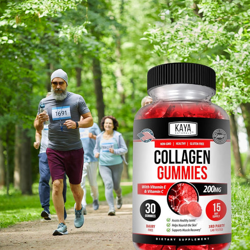 Kaya Naturals Collagen Gummies for Men & Women - 1000mg Hydrolyzed Collagen, Vitamin C & Biotin, 30 Count.