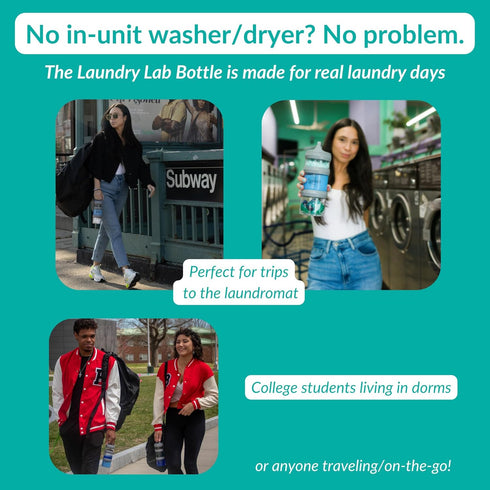 The Laundry Lab Bottle: Laundry Detergent Bottle Refillable, Leakproof, Portable, Compact for Apartments, Dorms