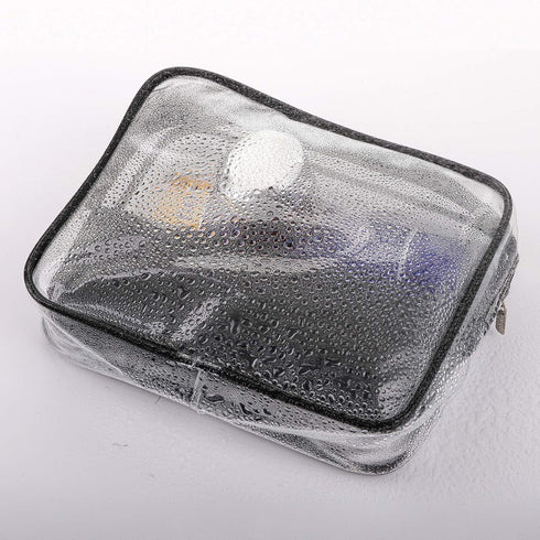 Hedume Set of 9 Clear Makeup Bags - TSA Approved Clear Toiletry Bag Set, Waterproof PVC with Zipper Handle