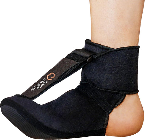 Copper Compression Plantar Fasciitis Night Sock, Soft Foot Stretching Boot for Pain Recovery