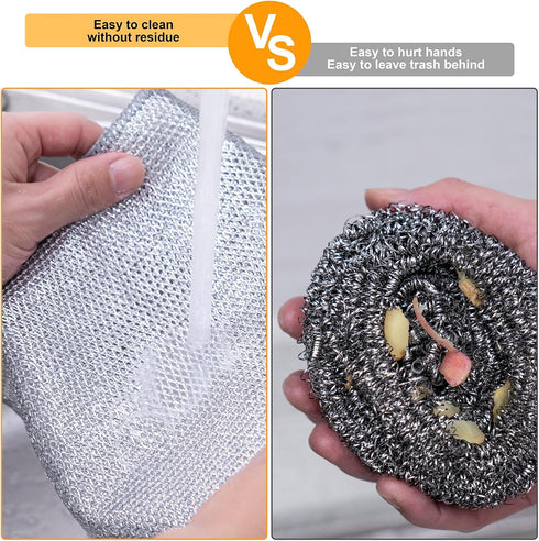 Non Scratch Wire Dishcloth: Multipurpose Dishwashing Rag for Wet and Dry, Reusable Steel Wool Scrubber