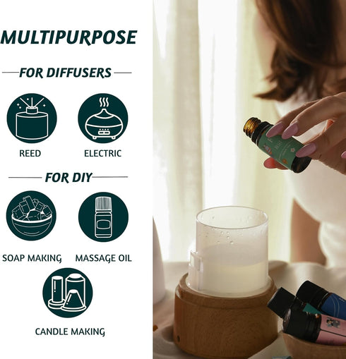 Set Set 6 Cozy Folkulture Essential Oils for Diffuser | of Aromatherapy Oils for Home | Peppermint, Candy, Apple Tart