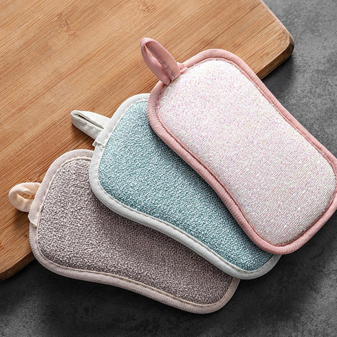 WEBGGER 4 Pack (4) Kitchen Scrub Sponge Dual Action Washing Up Cleaner Heavy Duty Scouring Pads Household Cleaning Wash