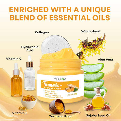 Turmeric Face Cream for Face & Body - All Natural Skin Brightening Lotion - Fades Scars, Evens Tone, Fights Acne