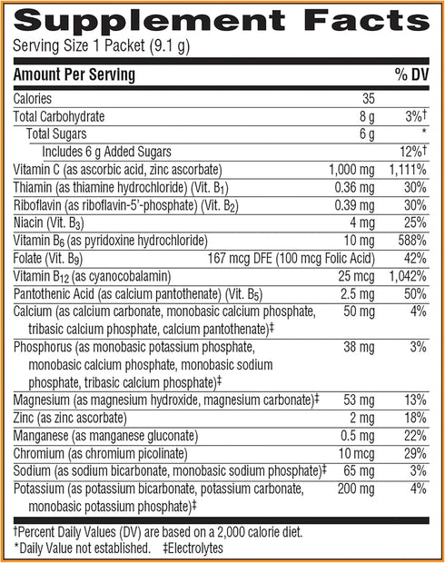 Emergen-C 1000mg Vitamin C Powder for Daily Immune Support, Caffeine Free with Zinc, Manganese, B Vitamins