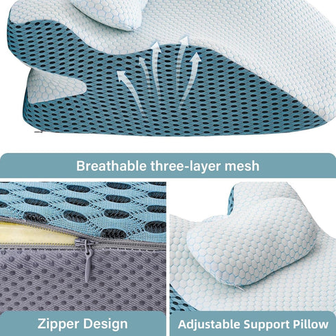 YEERSWAG 165 lbs Ergonomic Wedge Pillow, Prone Pillow for Reading in Bed, Reading Pillow Wedge Memory Foam Back Support
