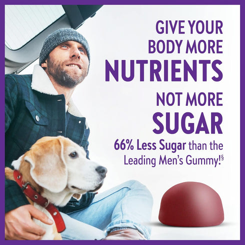 New Chapter Men’s Multivitamin Gummies, 75ct, 66% Less Sugar, Vitamin C, D3 & Zinc, Gluten Free, Berry-Citrus