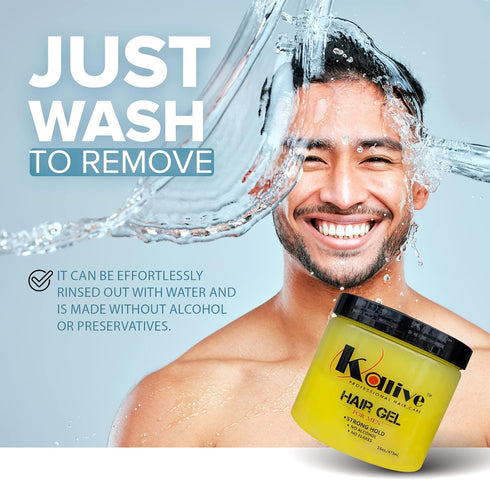 KALIVE Men's Hair Styling Gel - 16 oz Strong-Hold Light Shine, Fresh Scent, No Flaking or Alcohol